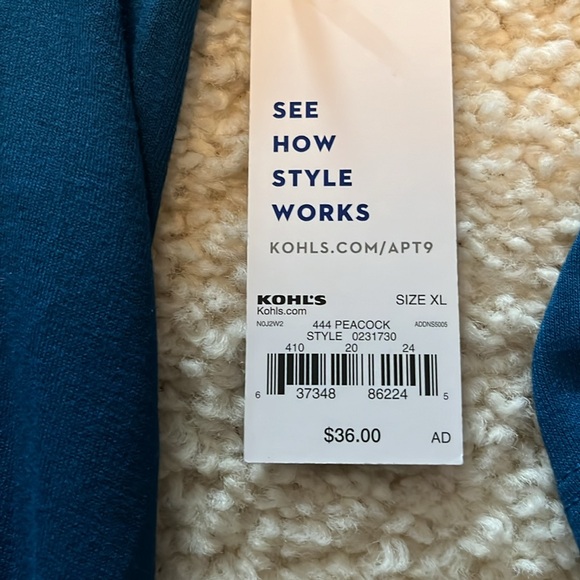 Apt 9 open cardigan. Dark teal. XL 3/4 sleeves - Picture 3 of 6